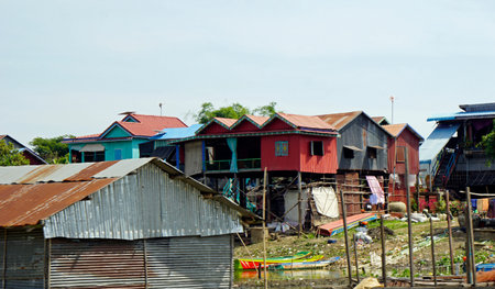 village at tonle sam river shop near siem reapの写真素材