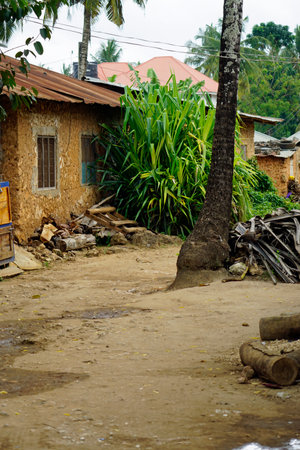 simple local village in nungwi on zanzibar islandの写真素材