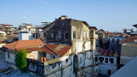 Rooftop view over old part of Stonetown cityの写真素材