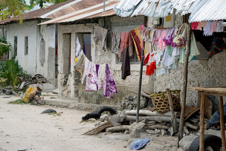 poor local village in paje on zanzibarの写真素材