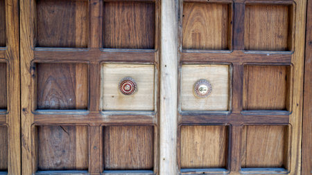 Traditional wooden door in Stonetown on Zanzibar Islandの写真素材