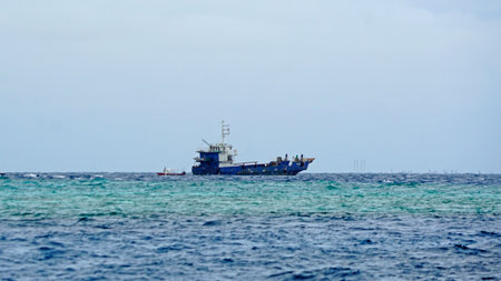 supply boat on the maldives islands
