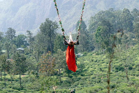 Ravana swing in the mountains near Ella in Sri Lankaの写真素材