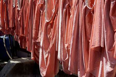 laundry at the dhobi ghat in mumbai in indiaの写真素材