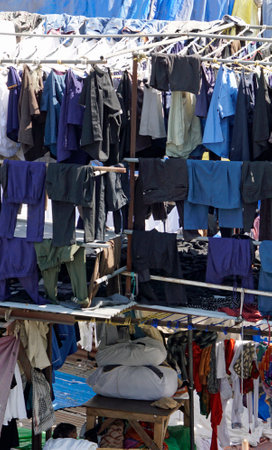 laundry at the dhobi ghat slum in mumbai in indiaの写真素材