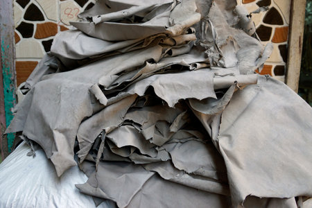 Leather production at the Dharavi slum in Mumbai in India