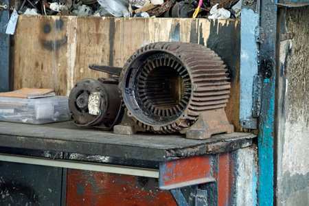 plastic recycling at the dharavi slum in mumbai in indiaの写真素材
