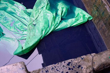 laundry area at the dhobi ghat slum in mumbai in indiaの写真素材