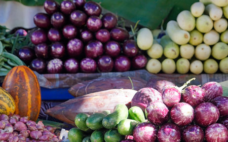 fresh vegetables from the farmers market in Indiaの写真素材