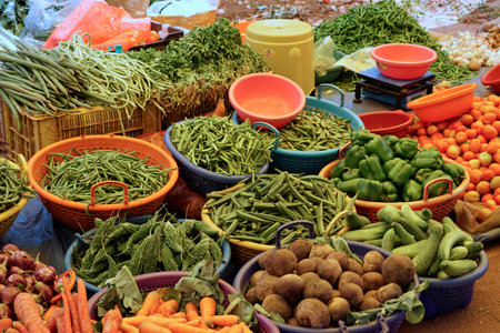 fresh vegetables from the farmers market in Indiaの写真素材