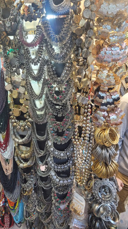 Colorful bangles displayed on street market in Mumbai in India