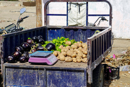fresh vegetables on the Bedouin market in Egyptの写真素材