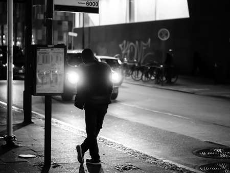 Cool black dude waiting for the busの写真素材