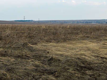early spring in Russian villageの写真素材