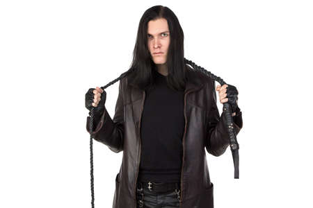 Image of the young man with the whip on white 