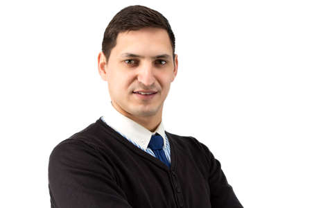 Portrait of young business man on white background