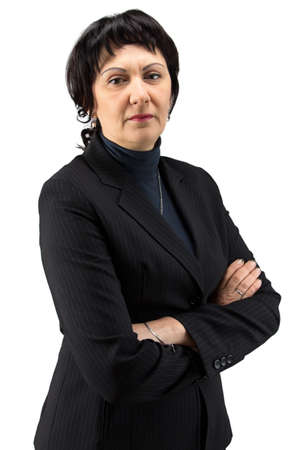 Photo of business woman in jacket on white backgroundの写真素材