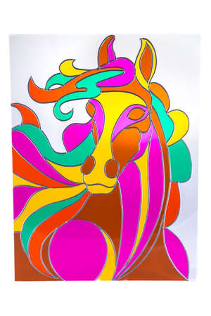 Colour horse with closed eyes - stained glassの写真素材