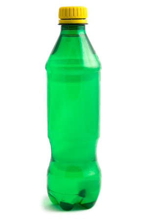 Photo closed green water bottle on white backgroundの写真素材