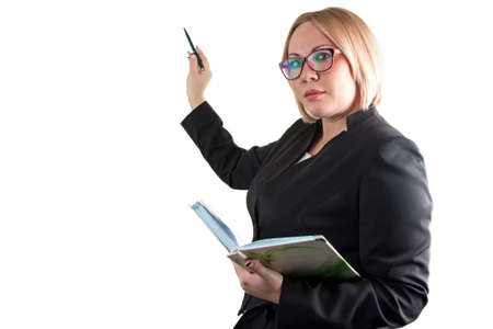 Business woman on white background. Isolated photo with white background.の写真素材