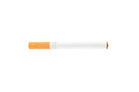 Cigarette lying on white background. Isolated photo of an object with white background.の写真素材