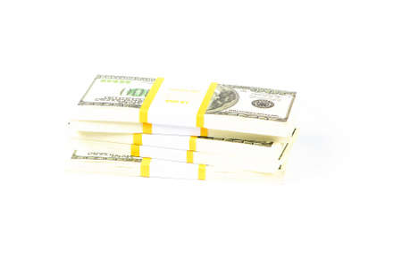 Stacks of 100 dollars. Isolated photo of an object.の写真素材