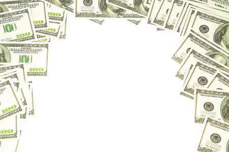 Background of one dollars on left right and top. Isolated photo of an object.の写真素材