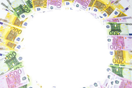 Background of hundreds euro in circle. Isolated photo of an object.の写真素材