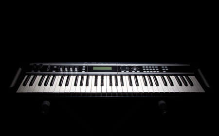 Musical instrument in shadow on black background