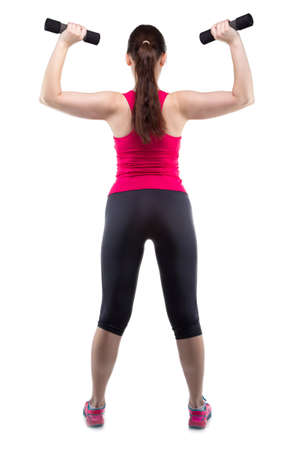 Strong athlete in full growth on white backgroundの写真素材