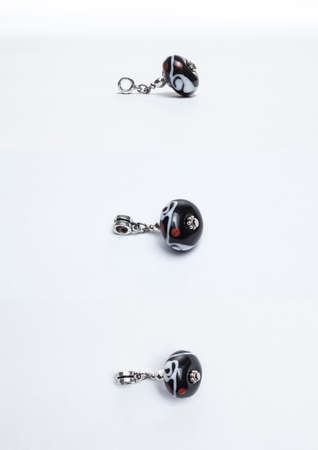 Handmade black glass beads