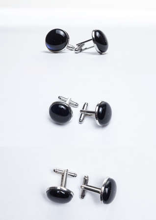Cufflinks of glass multicolored beadsの写真素材