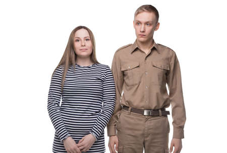 Young woman and man in soldiers uniform