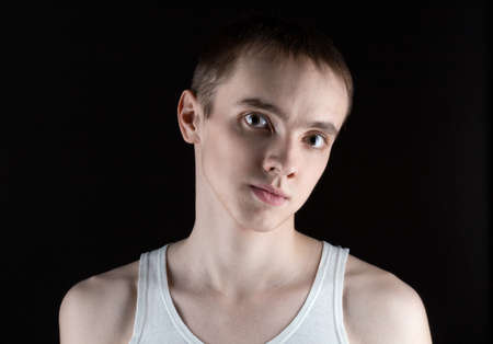 Young man wearing white shirtの写真素材