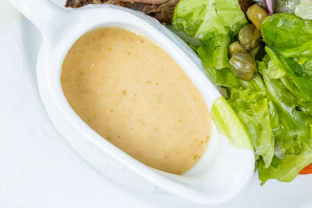 Salad and cream sauceの写真素材