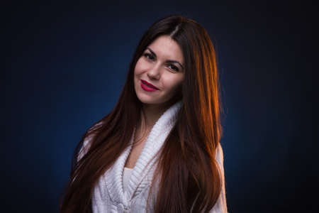 Smiling woman with long hair