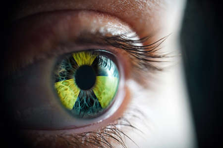 Macro photo of the womans radiation eyeの写真素材