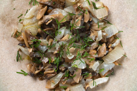 Photo of fried champignons filling with fennel