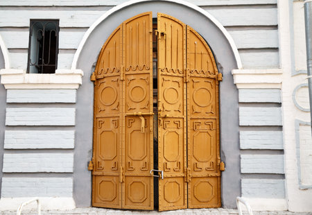 Image of vintage house with metal shuttersの写真素材