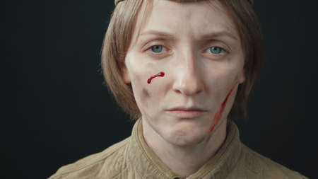Photo of dirty woman wearing soviet red army uniform