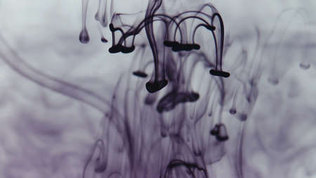 Photo of drops of purple paint falling in waterの写真素材