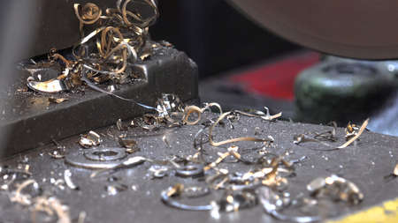 Shooting of the metal chip in workshop