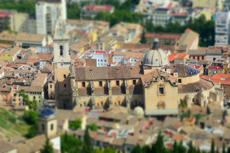 Aerial view of the city of Xativa, Valencia, Spainの写真素材