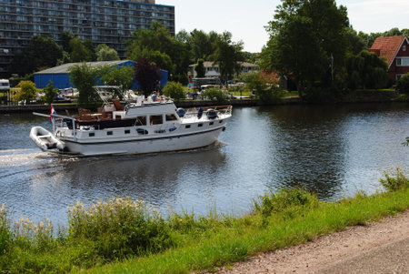 View of the canal in Zwolle, The Netherlands.の写真素材