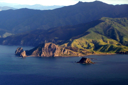 aerial picture of New Zealand's coastの写真素材