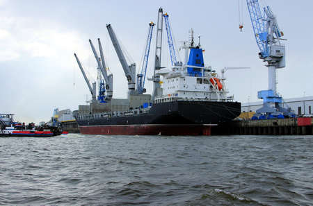 A ship in the port of Hamburg