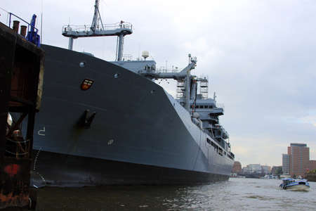 A ship in the port of Hamburgのeditorial素材