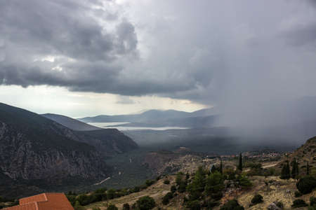 The ancient Greek column in Delphi, Greece