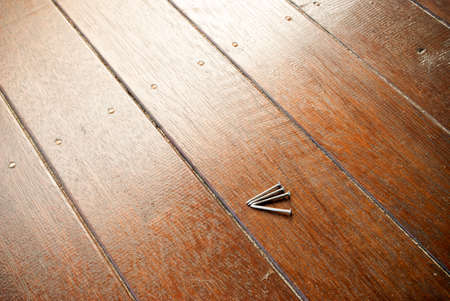 nails on timber deckingの写真素材