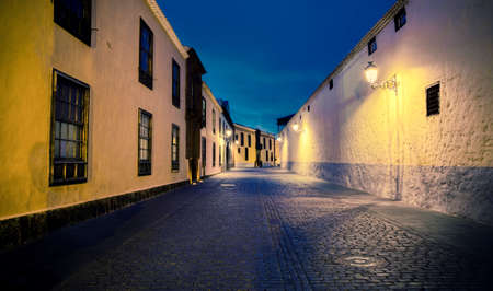 La laguna - an old town in tenerife by night - with artificial lightの写真素材